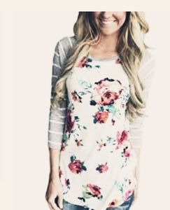 🖤Trade for Becky!! Floral and Stripe Tee